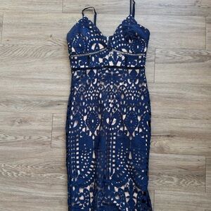 Antonio Melani Navy Blue Lace Dress SZ 2
